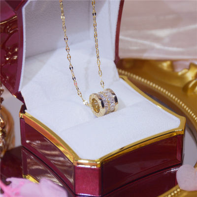 Classic Luxury Cubic Zirconia Gold Pendant Necklace for Woman Simple Exquisite Fashion Clavicle Chain Jewelry Anniversary Gift