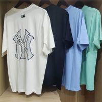 MLB เสื้อยืดคู่รักแขนสั้นสำหรับผู้ชายและผู้หญิงพรีไบโอติกด้านหลังดาวเคราะห์ขนาดใหญ่มาตรฐานเต็มรูปแบบกีฬาและพักผ่อน