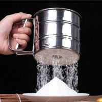 Stainless Steel Hand Squeeze Powder Sieve Cup / Handheld Fine Mesh Flour Sifter / Powdered Sugar Flour Mesh Sieve / Kitchen Baking Tools / For Cakes Decorating Pastry Tools Bakeware