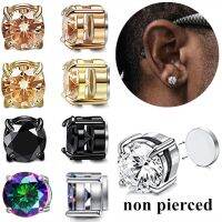 2PC Crystal Magnetic Stud Earring For Men And Women Non Piercing Earring Magnet Fake Piercing Studs Zircon Fake Ear Plug Jewelry