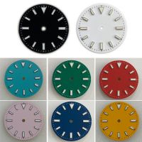 28.5MM Enamel NH35 Watch Dial Green Luminous Date At 3 Oclock Watch Face Dials For ETA 2836 8215 Mingzhu 2813 Movement