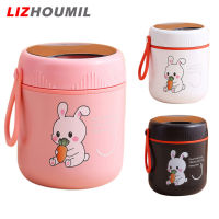 LIZHOUMIL โถใส่อาหารสแตนเลสหุ้มฉนวน17ออนซ์กันรั่วซุปความจุมากเก็บความร้อนภาชนะบรรจุอาหารร้อนเย็นพร้อมช้อนสำหรับเดินทาง