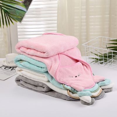 ℡▣☄ Newborn Bath Towel Cartoon Animal Hood Coral Fleece Cloak Cute Soft Infant Wrap Blanket Absorbent Bathrobe Boy Girl Babys Stuff