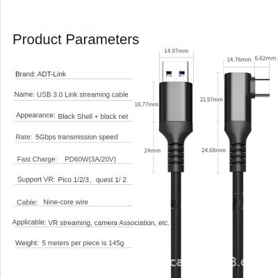 สำหรับ Oculus Quest 2 Pico Neo 3 Quest2ชาร์จ Usb3.2ข้อมูล Vr ชาร์จสำหรับสายเคเบิ้ลเร็ว Vr Link