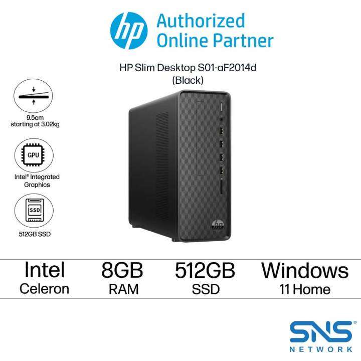 HP Slim Desktop PC S01aF2014d (Intel® Celeron® J4025, 512GB SSD, 8GB
