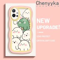 Chenyyka เคสสำหรับ Vivo Y75 5G Y55 5G Y77 5G Y77E 5G IQOO Z6 Lite 5G เคสลายการ์ตูนไดโนเสาร์น่ารักใหม่ Colour มาการอนคลื่นชายแดนนิ่มเคสมือถือกันกระแทกแบบใสสร้างสรรค์เคสโปร่งใสลายกล้องถ่ายรูปซิลิกาเจลฝาครอบป้องกัน