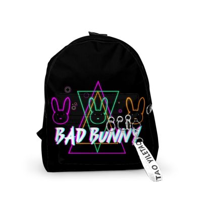 Trendy Cartoon Bad Bunny Backpacks Boys/Girls pupil School Bags 3D Print Keychains Oxford Waterproof Funny Cute Small Backpacks