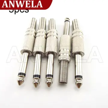 5pcs 6.35mm Double Channel Audio Jack Plug Headphone male Connector 6.35mm  Stereo Headset Jack Audio Cable Connection Terminal