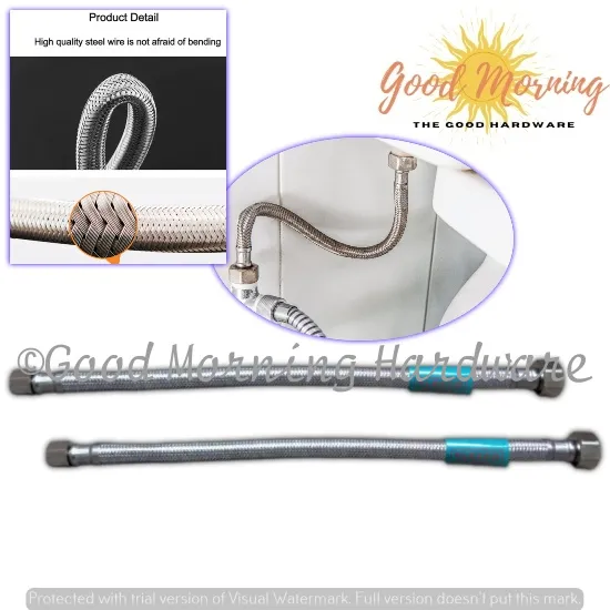 2PCS Stainless Flexible Hose (1/2x3/8x12 OR 1/2x3/8x18) Toilet Plumbing