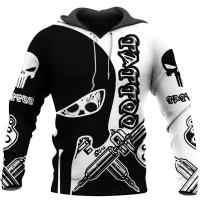 2023 NEW STYLE-2023 new style Skull Tattoo Vintage Tattoos Hoodie 3D All Over Printed Autumn Men Hoodies Unisex Sweatshirt Casual Women Jacket Pullover(FREE CUSTOM NAME LOGO) Thin versatile sweater