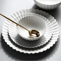 Gray Petal Dinner Plate Ceramic Kitchen Plate Tableware Set Food Dishes Rice Salad Noodles Bowl Soup Kitchen Cook Tool 1pc