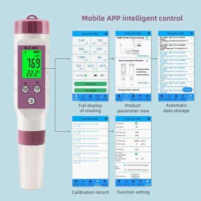 BLE-C600 Blue Tooth-Compatible Water Quality Pen 7 In 1 PH EC TDS ORP SALT S.G TEMP Meter APP Intelligent Control Tester
