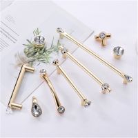 【CW】 Gold Luxury Crystals Pulls Cabinet Door Handles Garden Knobs Zinc Alloy Drawer Hardware