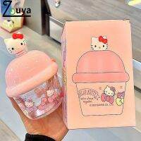 ZOUYA【✅กระบอกน้ำฟางแบบพกพา250มล. Sanrio PC ถ้วยน้ำ Kawakii Kuromi Mylody Kt Cinnamoroll พร้อมอุปกรณ์ทำความสะอาดกาต้มน้ำความปลอดภัยเด็กความจุมาก