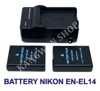 (Saving Set 2+1) EN-EL14  EN-EL14a  ENEL14  ENEL14a แบตเตอรี่และแท่นชาร์จกล้องนิคอน Battery and Charger For Nikon D3100,D3200,D3300,D3400,D3500,D5100,D5200,D5300,D5500,D5600,Df DSLR,P7000,P7700,P7800 BY KANGWAN SHOP