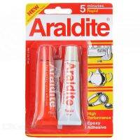 ARALDITE กาวอีพ็อกซี่ อารัลไดท์ รุ่น Rapid Steel แบบผสม 2 หลอด สีใส แห้งเร็ว (หลอดสีแดง) 1 แพ็ค