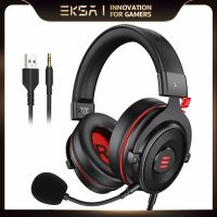 EKSA ชุดหูฟังเล่นเกมสาย3.5มิลลิเมตรสเตอริโอ/USB 7.1รอบทิศทาง Headphone Gaming สำหรับ Pc/PS4 PS5 Xbox พร้อมไมค์ตัดเสียงรบกวน2023