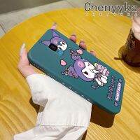 Chenyyyka เคสปลอกสำหรับ Samsung S9บวกเคสโทรศัพท์ลายขอบซิลิโคนนิ่มลายการ์ตูน Kuromi สี่เหลี่ยมจัตุรัสสุดน่ารักเคสแฟชั่นดีไซน์ใหม่คลุมทั้งหมดป้องกันเลนส์กล้องเคสกันกระแทก