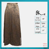 USED Bhs - Glossy Gold Floral Skirt | กระโปรงยาวสีทอง สีเงิน เอวสูง ลายดอก กระโปรงเอวสูง กระโปรงทรงเอ ทำงาน แท้ มือสอง