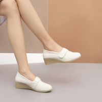 ร้อน, ร้อน★Womens Fashion Genuine Leather Soft Bottom Shoes Lady Comfortable Wedge Heel Breathable Shoes