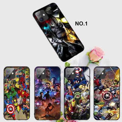 Casing หรับ iPhone 11 12 Mini X Xs XR Pro Max 6+ 6s+ 7+ 8+ 6 7 8 Plus 5 5s SE 2020 EL73 Marvel avengers Pattern Phone เคสโทรศัพท์ อ่อนนุ่ม TPU Black ปก