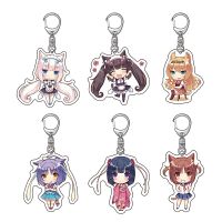 Animation Game Nekopara Keychain Super Cute Anime Girls Cat Chocolat Vanilla Twin Sisters Acrylic Figures Pendant Key Ring Gift