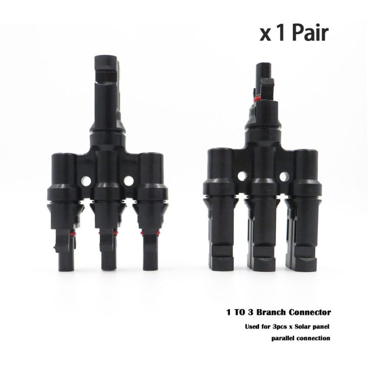 Holiday Discounts 1 Pair 2PCS IP67 3 To 1 T Branch PV Connector TUV Approved FFFM And MMMF 100% PP0 2.5Mm Sq~6.0Mm TF0168 For Solar System 3T