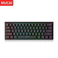 MUCAI MK61 USB Gaming คีย์บอร์ดสีแดง61คีย์สายที่ถอดออกได้ RGB Backlit Hot Swappable