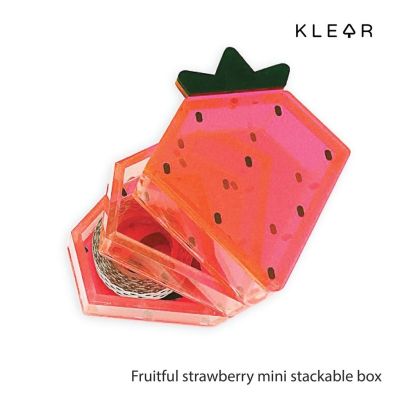 KlearObject Strawberry mini stackable box กล่องใส่ของ ที่ใส่คลิปหนีบกระดาษ กล่องจิปาถะ อะคริลิครูปแบบสตรอเบอรี่ คลิปหนีบ อะคริลิค กล่องเก็บของอะคริลิค