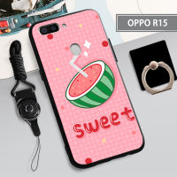 เคส TPU นิ่มสำหรับ OPPO R15เคสโทรศัพท์กล่องคลุมทั้งหมดพิมพ์ลายป้องกันการตกหล่น Tputhone ฝามีที่ถือวงแหวนและเชือก