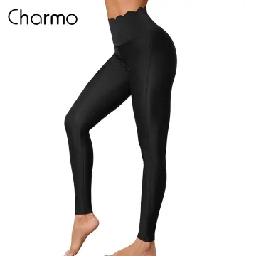 Charmo Women Swim Pants with Pockets High Waisted Long Swimming Leggings 