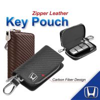 NEW 1PC Honda Logo Car Zipper Key Pouch Leather Case Smart Remote Cover Carbon Jazz CRV HRB BRV City Civic Accord ting