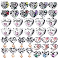 NEW 925 Silver Heart Beads Charms Plata De Ley Original 12 Months Flowers Bead Mom Sister Wife Friend Charm For Bracelet Jewelry