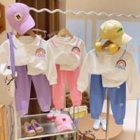 Girls Long-sleeved Sweat Suit Spring and Autumn New Childrens Sports Korean-style Two-piece Baby Trendy