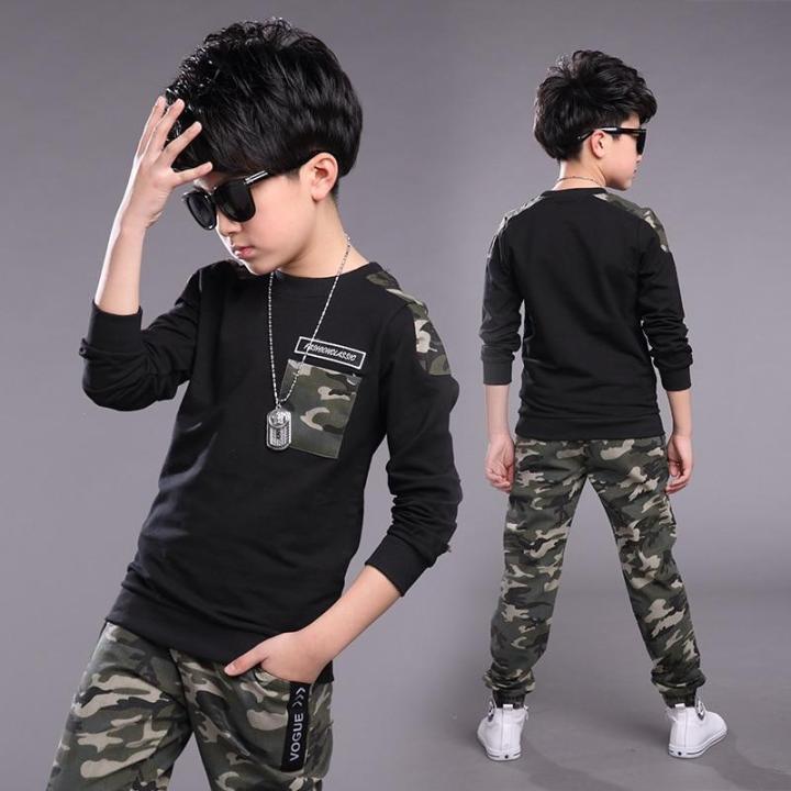 Children's Clothes Sweatshirt Boys' Spring Clothes Sports Suits Military  Clothes Kids Spring Camouflage Clothes 2Pcs Sets