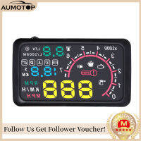 【COD/Ready】รถ HUD Head Up Display 5.5 "km/h และไมล์ต่อชั่วโมงเร่งเตือน OBD2 อินเตอร์เฟซกระจกโปรเจคเตอร์หลายสีสดใสเร่งระบบเตือนภัย