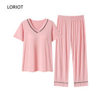 LORIOT กางเกงแขนสั้นตัด Pyjamas กาเกงนอน Loungewear ชุดนอนผู้หญิง,SA1495เกาหลีลำลอง