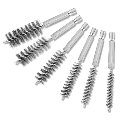 6 Pieces of Drilling Brushes, Twisted Wire Stainless Steel Cleaning Brushes of Different Sizes,for Electric Drill Impact