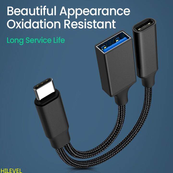 2 in 1 USB C OTG Cable Adapter Type C to USB A Adapter with PD Charging