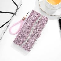 [Woo Fashion Case] เคสหนังแวววาวสำหรับ iPhone 11 12 13 14 Pro Mini XR S Max X 8 7 6S 6 Plus เคสแบบพับปิดได้สำหรับ SE 2020 2022 SE3