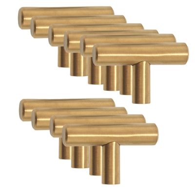 10 Pack Single Hole Gold Cabinet Knobs and Pulls Door Cupboards Bedroom Furniture Handles 50mm/2in Overall Length