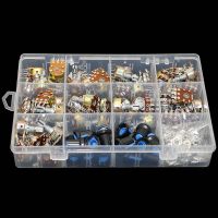 45pcs Wh148 Dual Gang Stereo 6pin Potentiometer kit 1k 5k 10k 20k 50k 100k 250k 500k 1M with knobs Single Shaft Nuts BOX