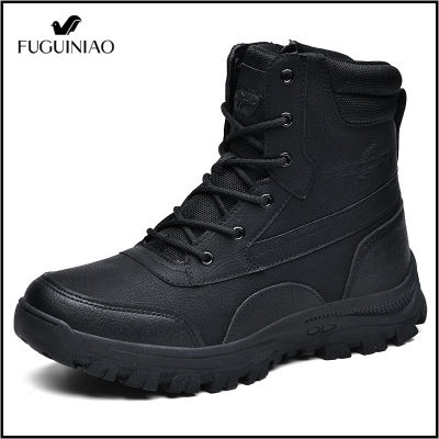 TOP☆Fuguiniao 2022 New Military Boots High Cut Hiking Shoes For Men Outdoor Hiking Shoes Combat Boots Black Rubber Shoes For Men Size 39-46（Free Shipping）