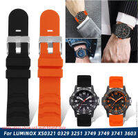 อีกต่อไปยางสายนาฬิกาข้อมือผู้ชายสำหรับ LUMINOX XS0321 0329 3251 3749 3749 3741 3603นาฬิกาสายรัดซิลิโคน24มิลลิเมตรสีส้มสีฟ้าอุปกรณ์เสริม