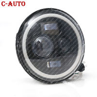 รถ7 "LED Angel Eye ไฟหน้า70W SUV หมอกโคมไฟไกลและใกล้ Light DRL 4โหมดไฟหน้ารถจักรยานยนต์สำหรับ Jeep Wrangler 1997-2015