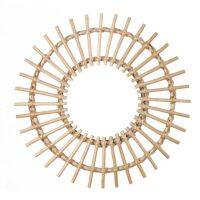 Rattan Innovative Art Decoration Round Makeup Mirror Dressing Bathroom Wall Hang