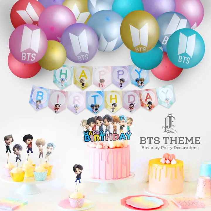 35pcs BTS Theme Birthday Party Decorations Balloons Birthday Banner ...