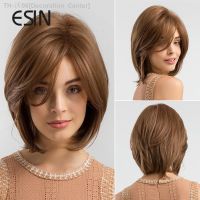 ESIN Synthetic Hair Medium Brown Straight Wigs for Women Wigs With Bangs Heat Resistant Party Daily Natural [ Hot sell ] Decoration Center