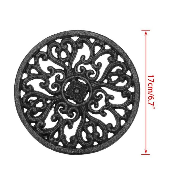 2x-round-cast-iron-trivet-6-7inch-iron-heat-insulation-trivet-non-slip-potholders-for-kitchen-dining-table-decor