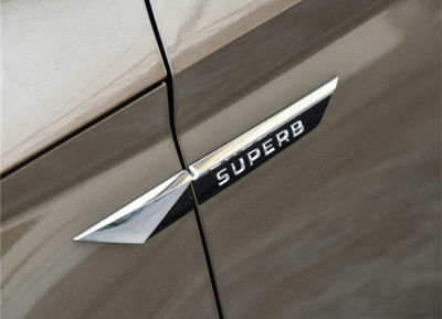 1Pair superb ABS Emblem 3D Sticker Refitting Blade Fender Logo Left &amp; Right 25cm Black &amp; Chrome Car Styling